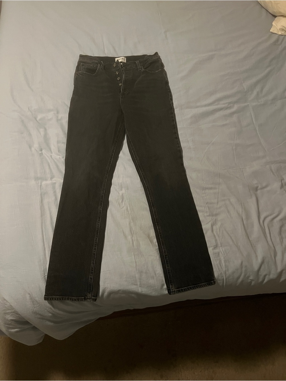 Agolde Black Straight-Leg Button-Fly Jeans